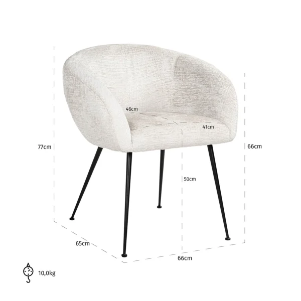 Scaun dining crem din tesatura chenille Ruby - imagine 6